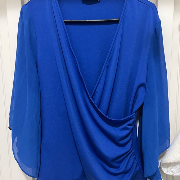 Grace Karin Royal Blue Draped Blouse - Picture 1 of 2
